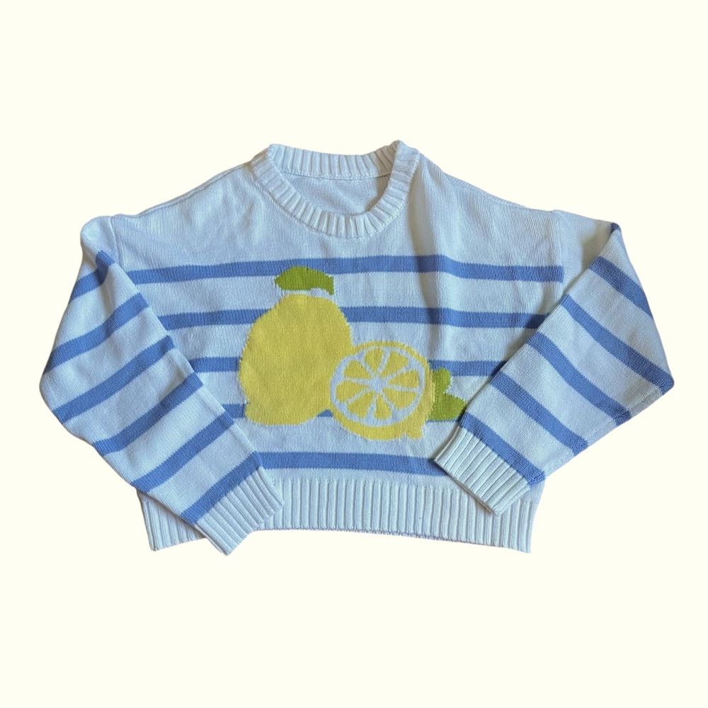 Freshman 1996 Blue and White Stripe Lemon Sweater US M